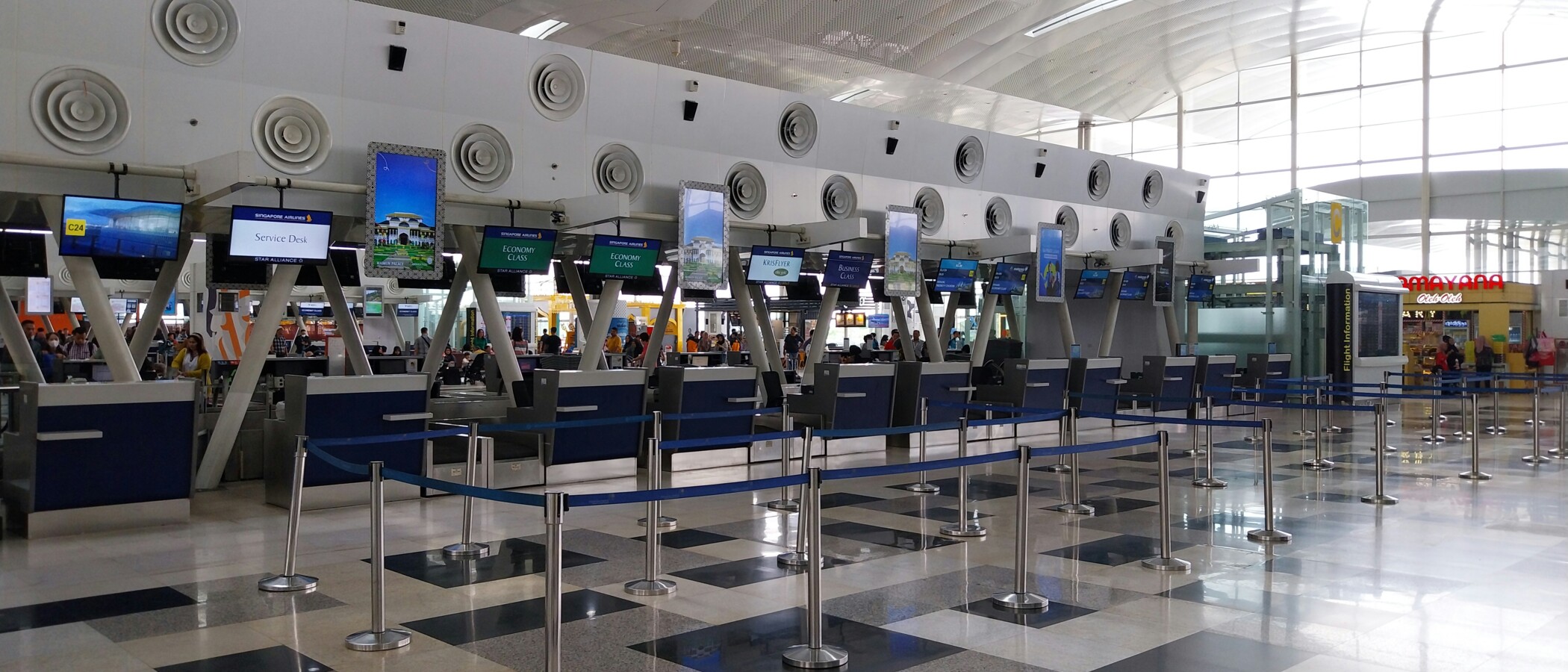 Baggage check-in desks at an airport
